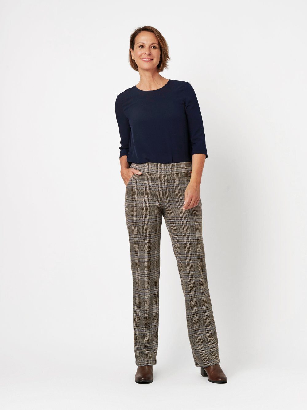 Relaxed by TONI Palazzohose Scarlet Wide mit Karomuster
