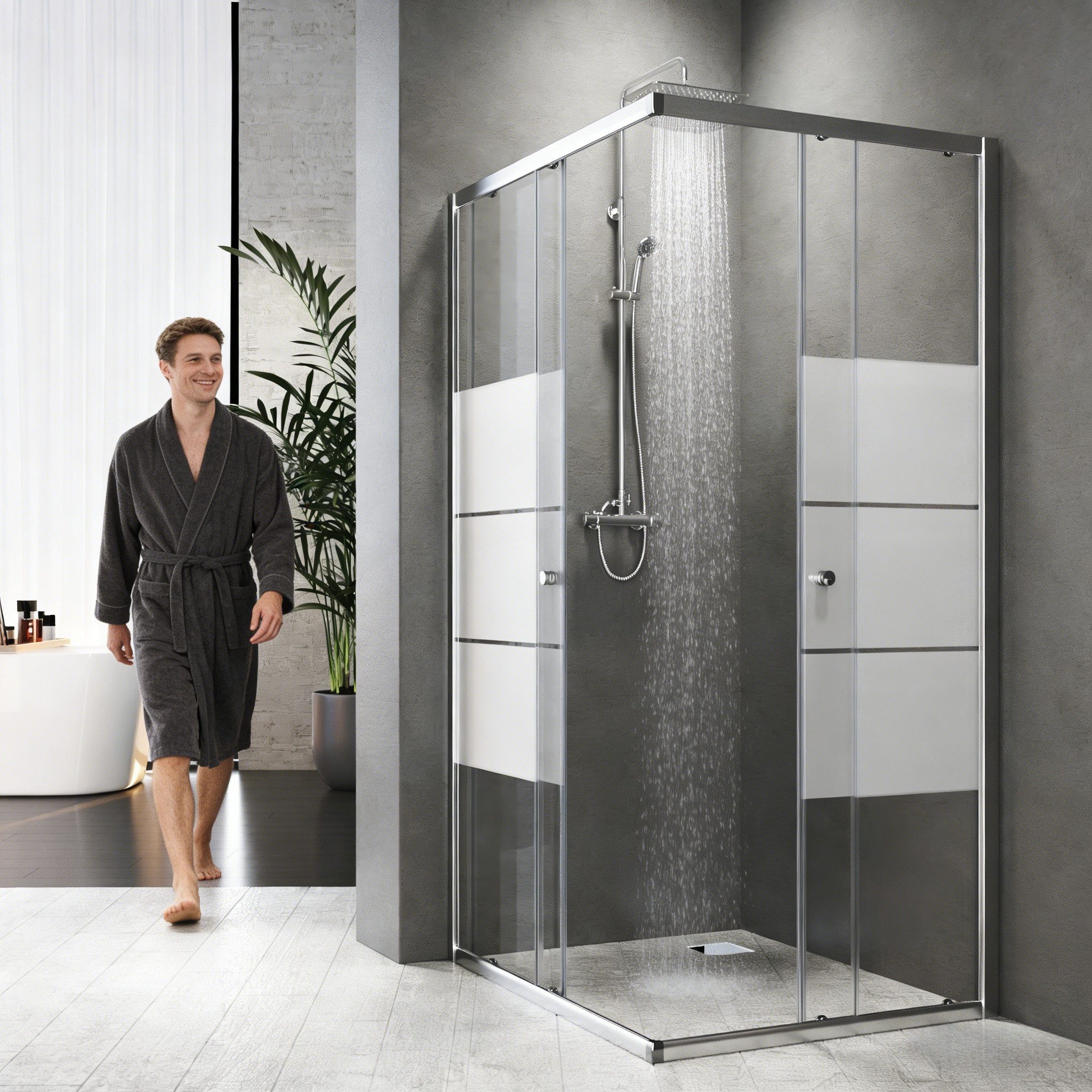 Boromal Eckdusche Duschkabine 90x90 80x80 75x90 75x75 Eckeinstieg Schiebetü günstig online kaufen