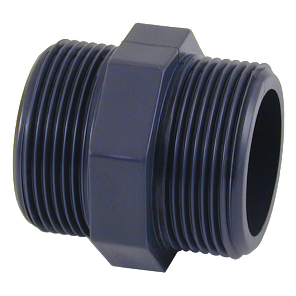 POWERHAUS24 Anschlussstück PVC Doppelnippel 1 1/2 Zoll AG
