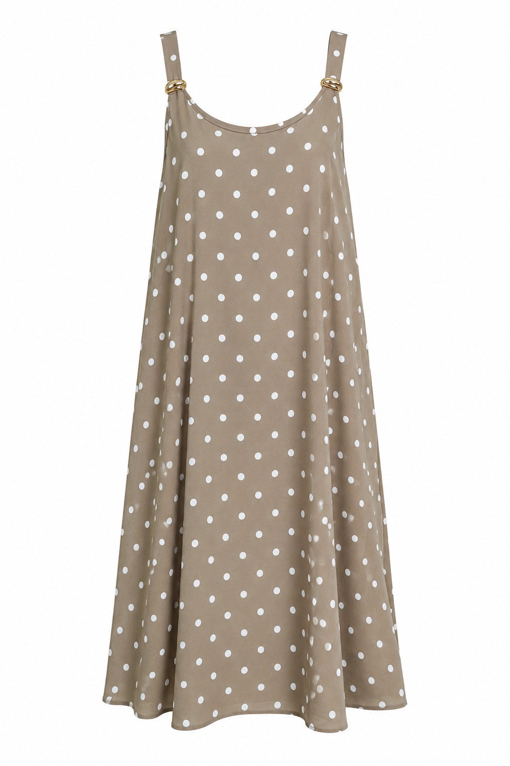 ITALY VIBES Sommerkleid - gepunktetes Trägerkleid mit goldenen schließen für Damen ONE SIZE - passend für Größen M - XL
