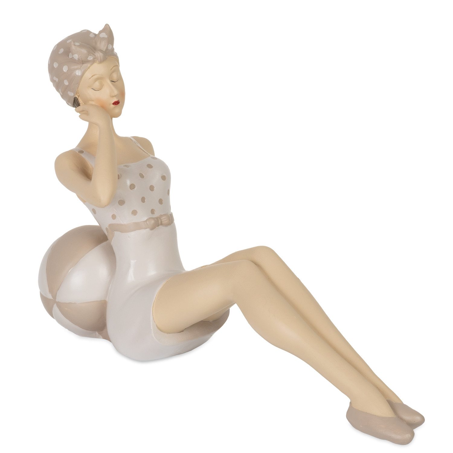 Moritz Dekofigur Dekofigur Frau Badeanzug 24 x 8 x 15,5 cm mit Ball sitzend, Polyresin Фігурки Deko Geschenk Geometrische TierFigur Modern Skulptur