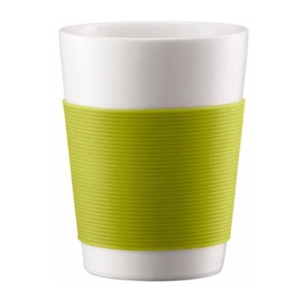 Bodum Tasse Canteen Чашки 100ml, 2 Stk doppelwandige Чашки для эспрессо grün Becher, Kaffeetasse Porzellantasse Kaffee Kaffeebecher Espresso Doppelwandig