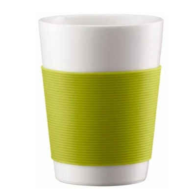 Bodum Tasse Canteen Tassen 100ml, 2 Stk doppelwandige Espressotassen grün Becher, Kaffeetasse Porzellantasse Kaffee Kaffeebecher Espresso Doppelwandig