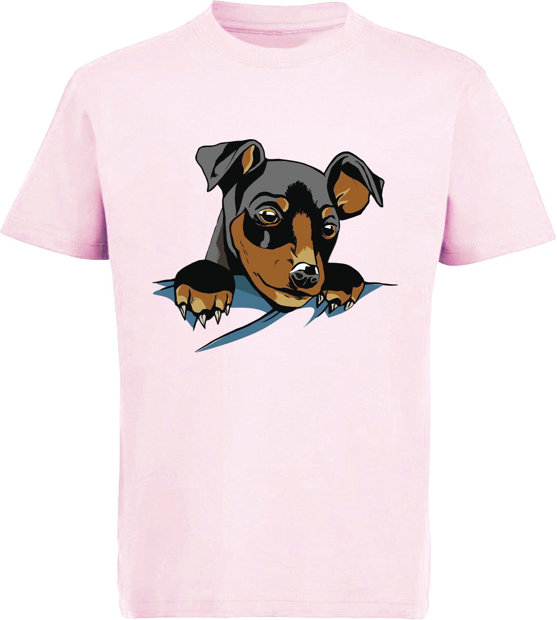 MyDesign24 Print-Shirt bedrucktes Kinder Hunde T-Shirt - Süßer Welpe Baumwollshirt mit Aufdruck, i227 rosa