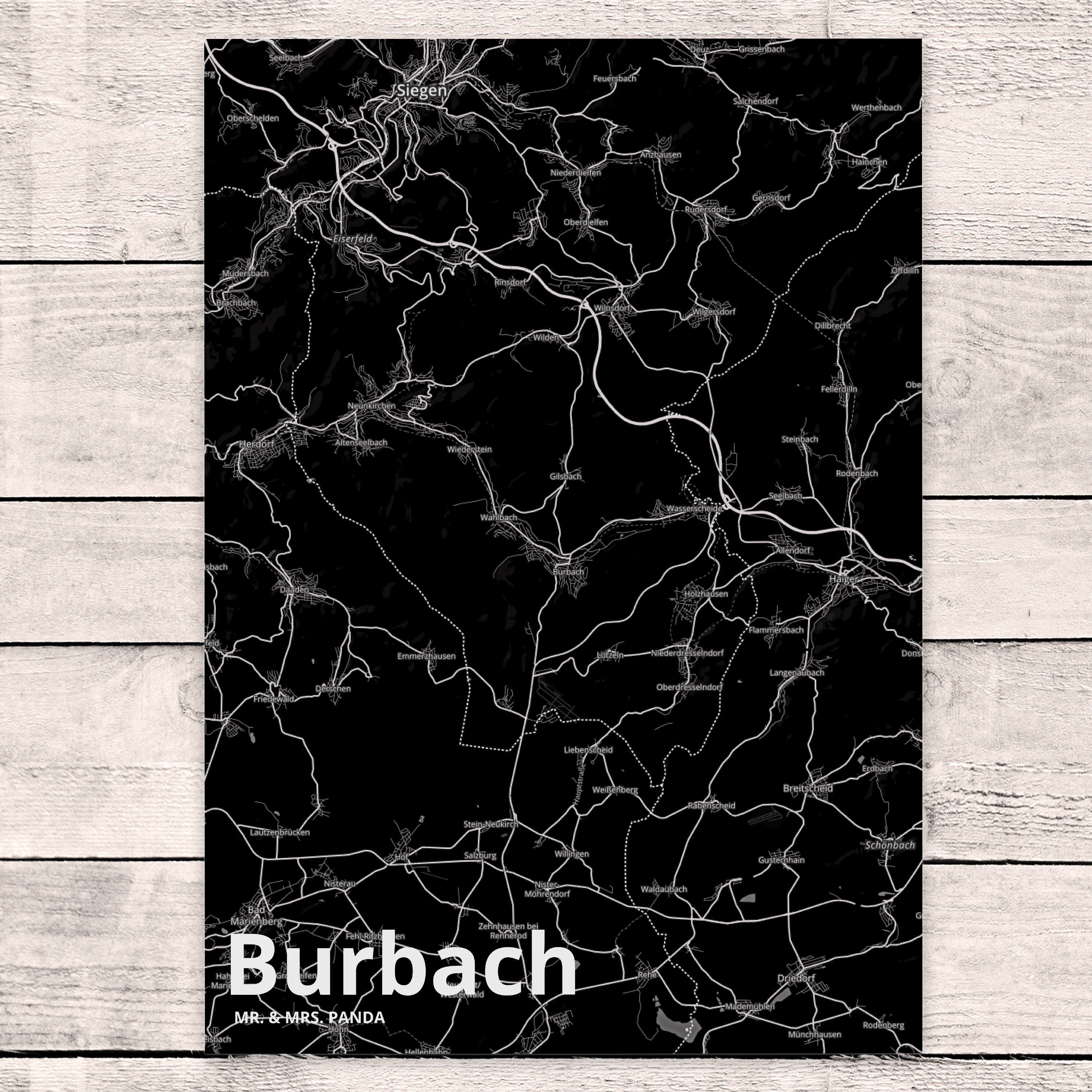 - Ort, Burbach Dorf Geschenk, Panda Karte, Dankeskarte, Grußkarte, Mr. Stadt Ka & Mrs. Postkarte