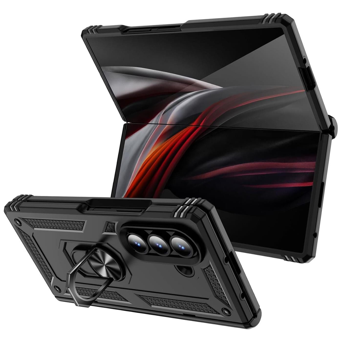 CoolGadget Handyhülle Schwarz als 2in1 Schutz Cover Set für das Samsung Galaxy Z Fold 7 8,0 Zoll / 6,5 Zoll, 2x Glas Display Schutz Folie + 1x TPU Case Hülle fü – Bild 5 von 5
