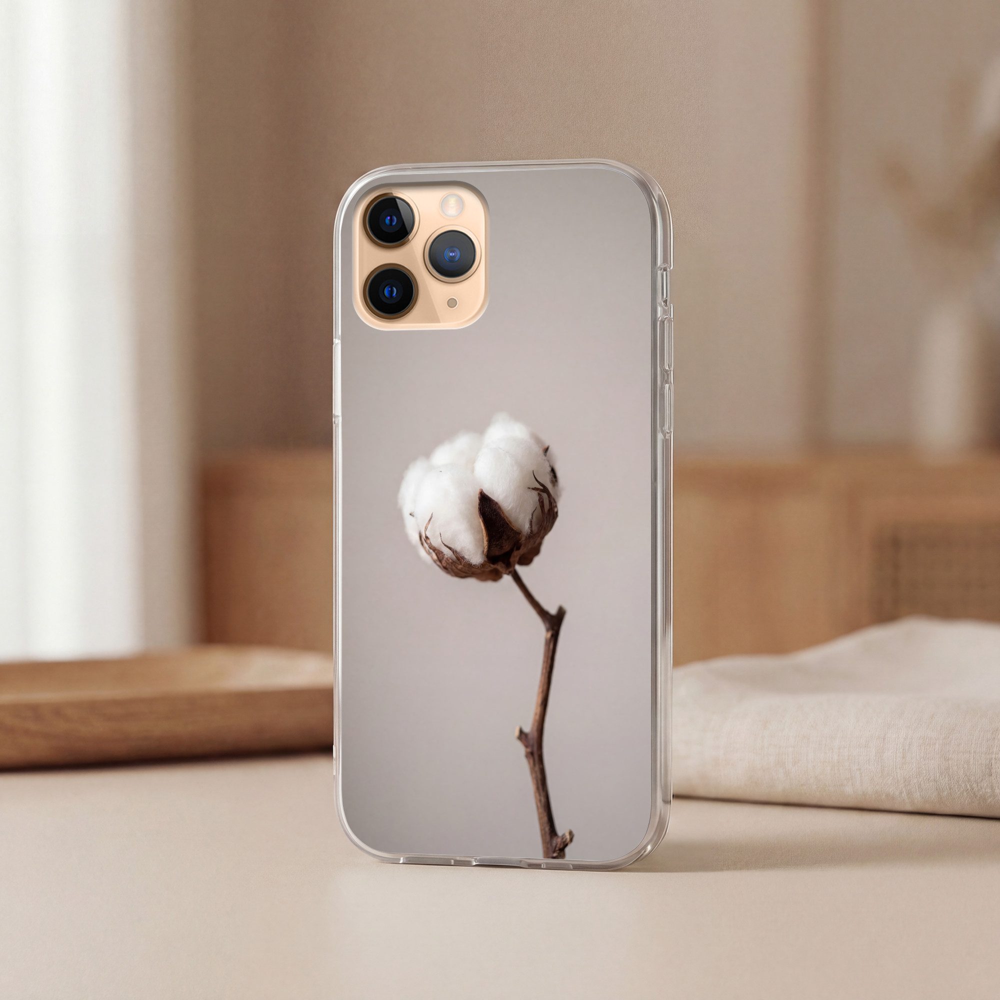 MuchoWow Handyhülle für Apple iPhone 11 Pro Max Wattebausch - Minimalistisch - Weiß, Smartphone-Bumper, Print, Handy Schutzhülle Dünn