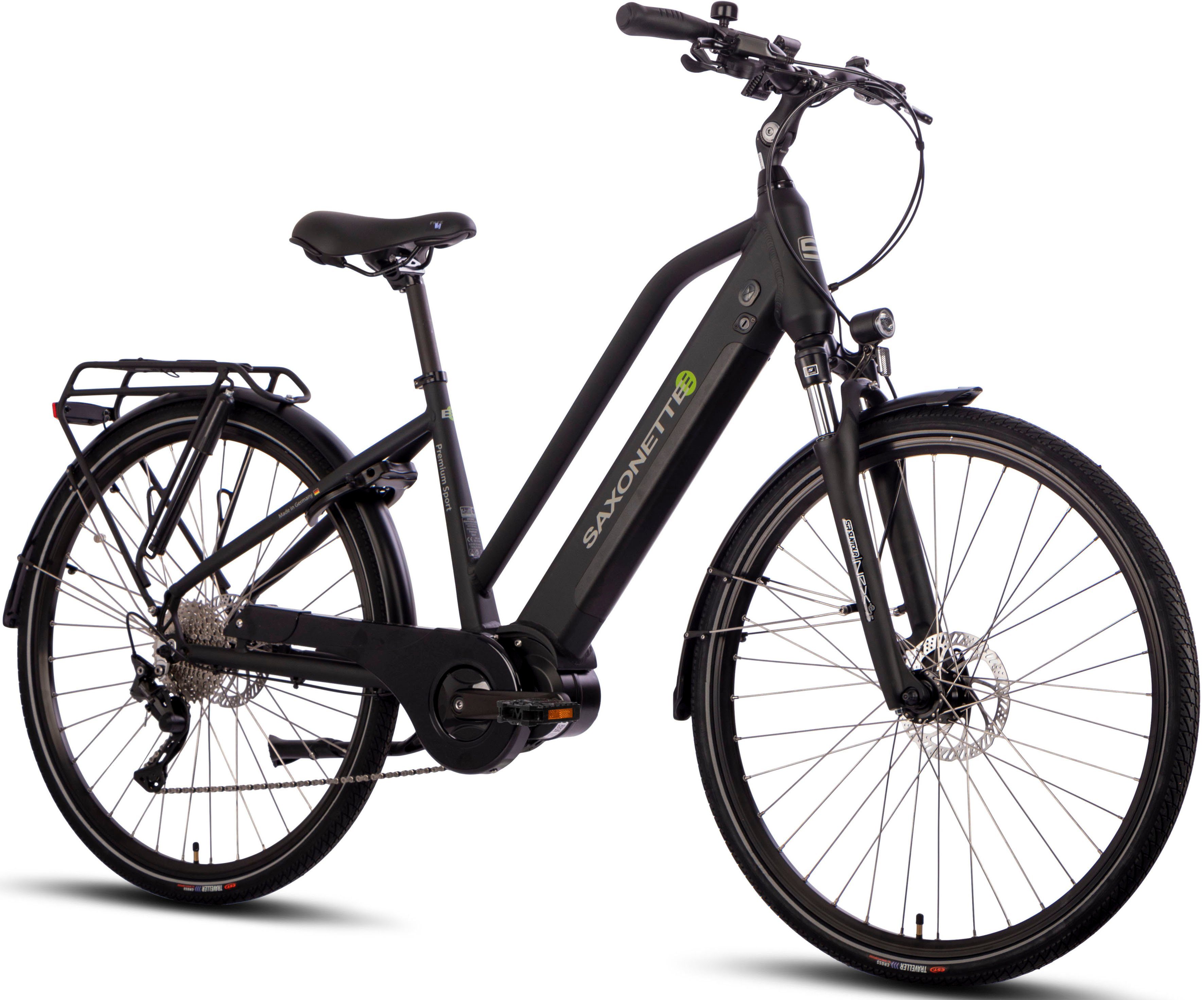 E-Bike Mittelmotor, Sport Akku 522 Gang, SAXONETTE Kettenschaltung, 10 Wh Premium (Trapez),
