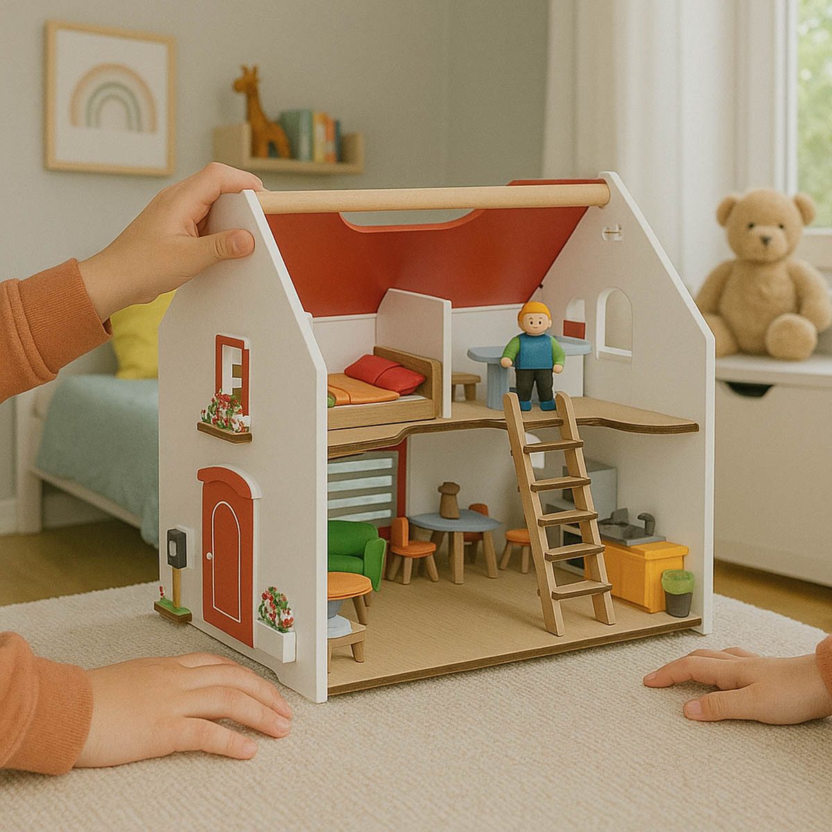 goki Puppenhaus Tragbares Puppenhaus Eco House, mit Zubehör, (packung, 54-t günstig online kaufen