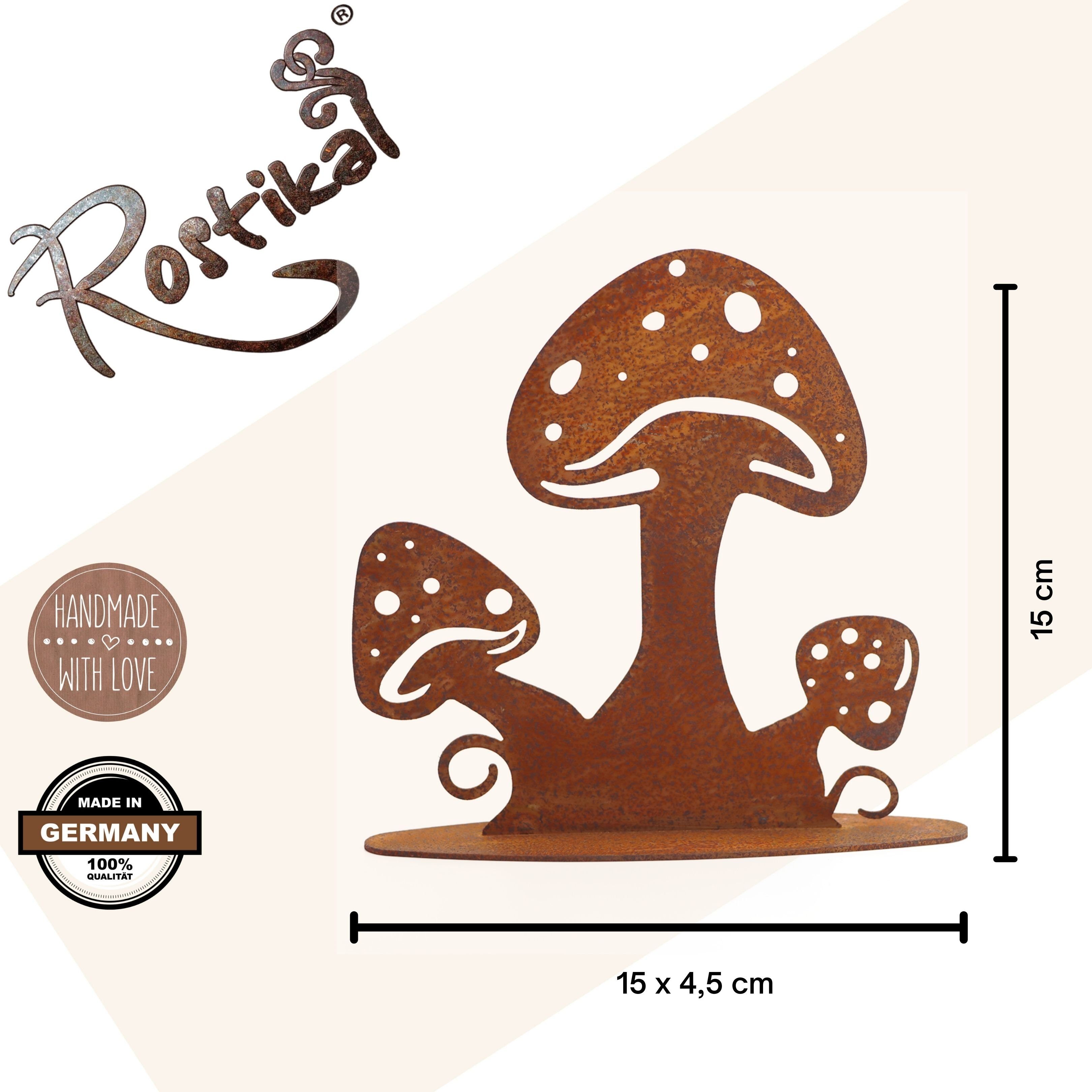Rostikal Dekoobjekt Pilz Deko Edelrost – Metall Gartenfigur, wetterfest & pflegefrei, Herbst Rost Pilzdeko – wetterfest & pflegefrei, outdoor geeignet