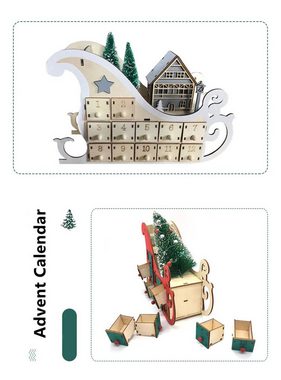 XDeer befüllbarer Adventskalender Interessante Weihnachtskalender,perferkte und coole Geschenke, Aus Holz,mit stimmungsvoller LED-Beleuchtung