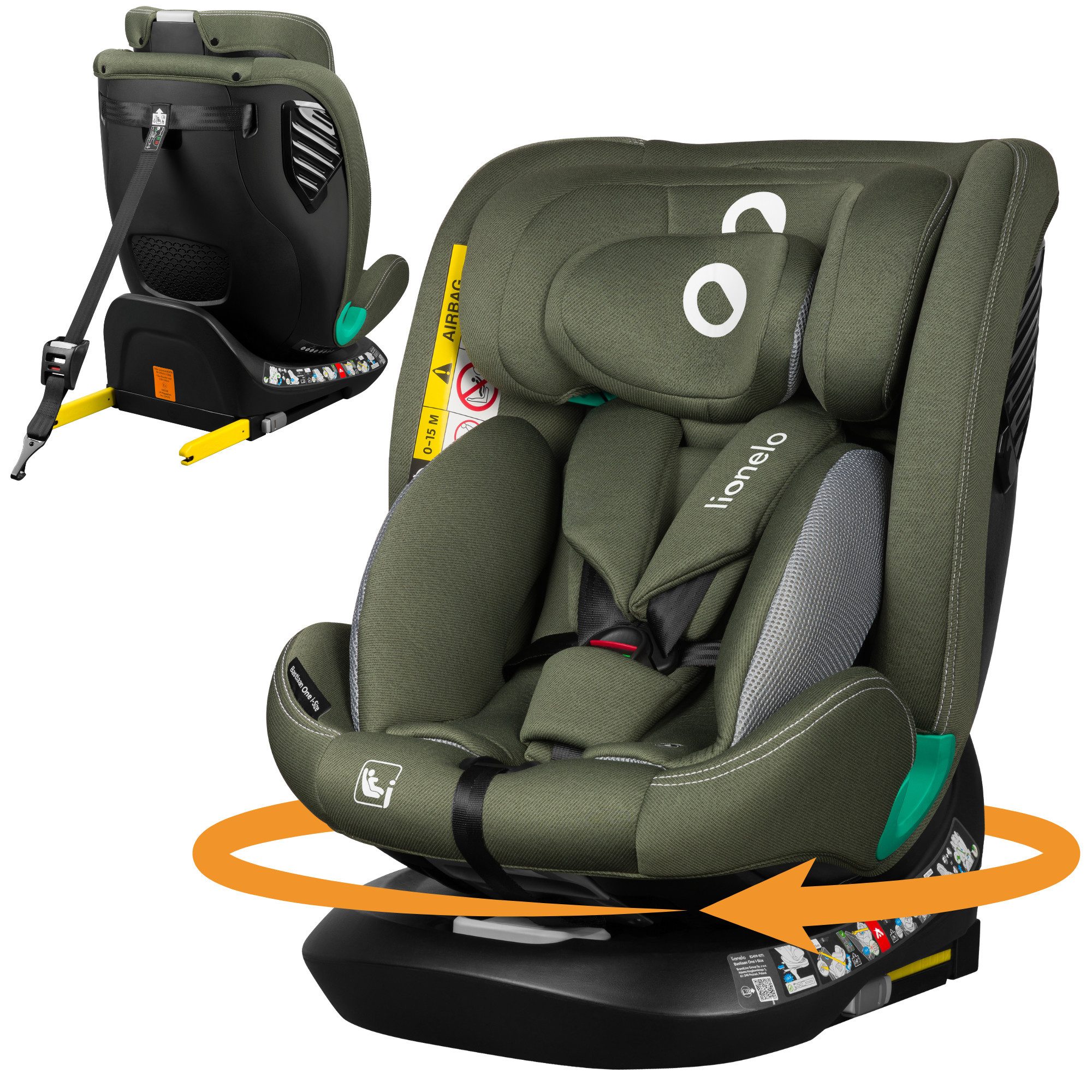 lionelo Autokindersitz BASTIAAN ONE i-SIZE, ab: ab Geburt, bis: 12 Jahren, ab: 40,00 cm, bis: 150,00 cm, (Set), 4 in 1/i-Size/Dri-Seat/360 Grad/0-36kg