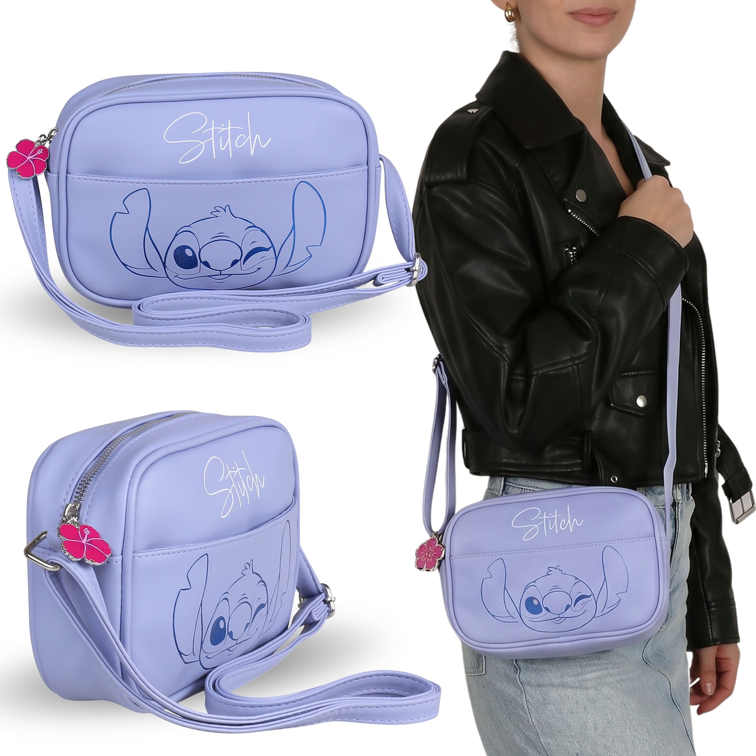 Disney Handtasche DISNEY Stitch blaue Umhängetasche mit Riemen, 20 x 5,5 x 14 cm