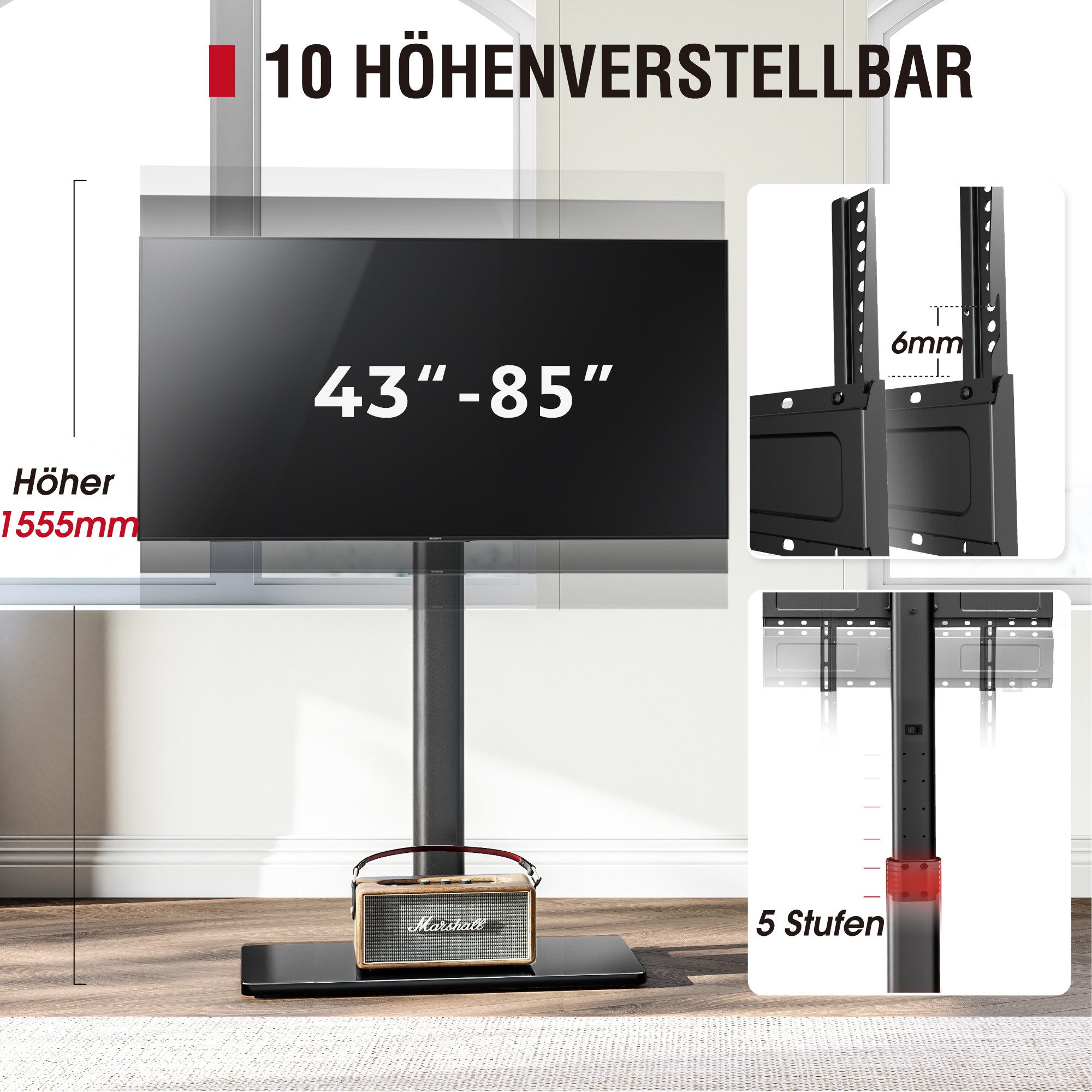 AOKCOS TV-Ständer, (bis 85 Zoll, Höhe 160cm)