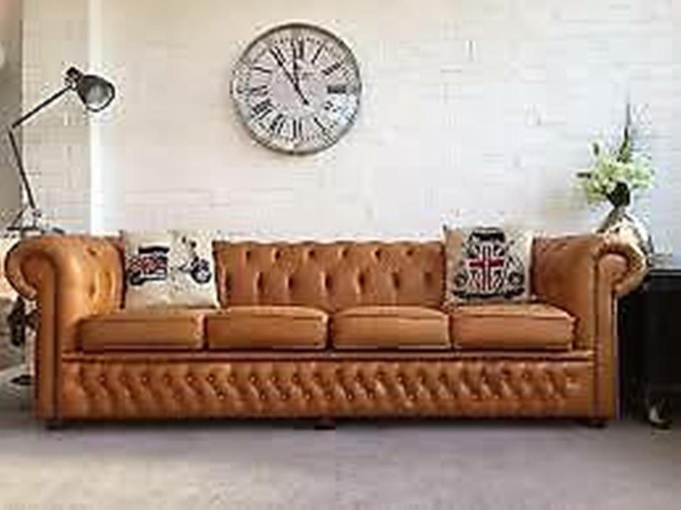 4 Sitzer Chesterfield Sofa Sofas Couch Sofa Leder 4 XXL Sitzer Couch XXL Big Chesterfield 245cm Polster JVmoebel Chesterfield-Sofa Leder, Big Sofas Polster 245cm