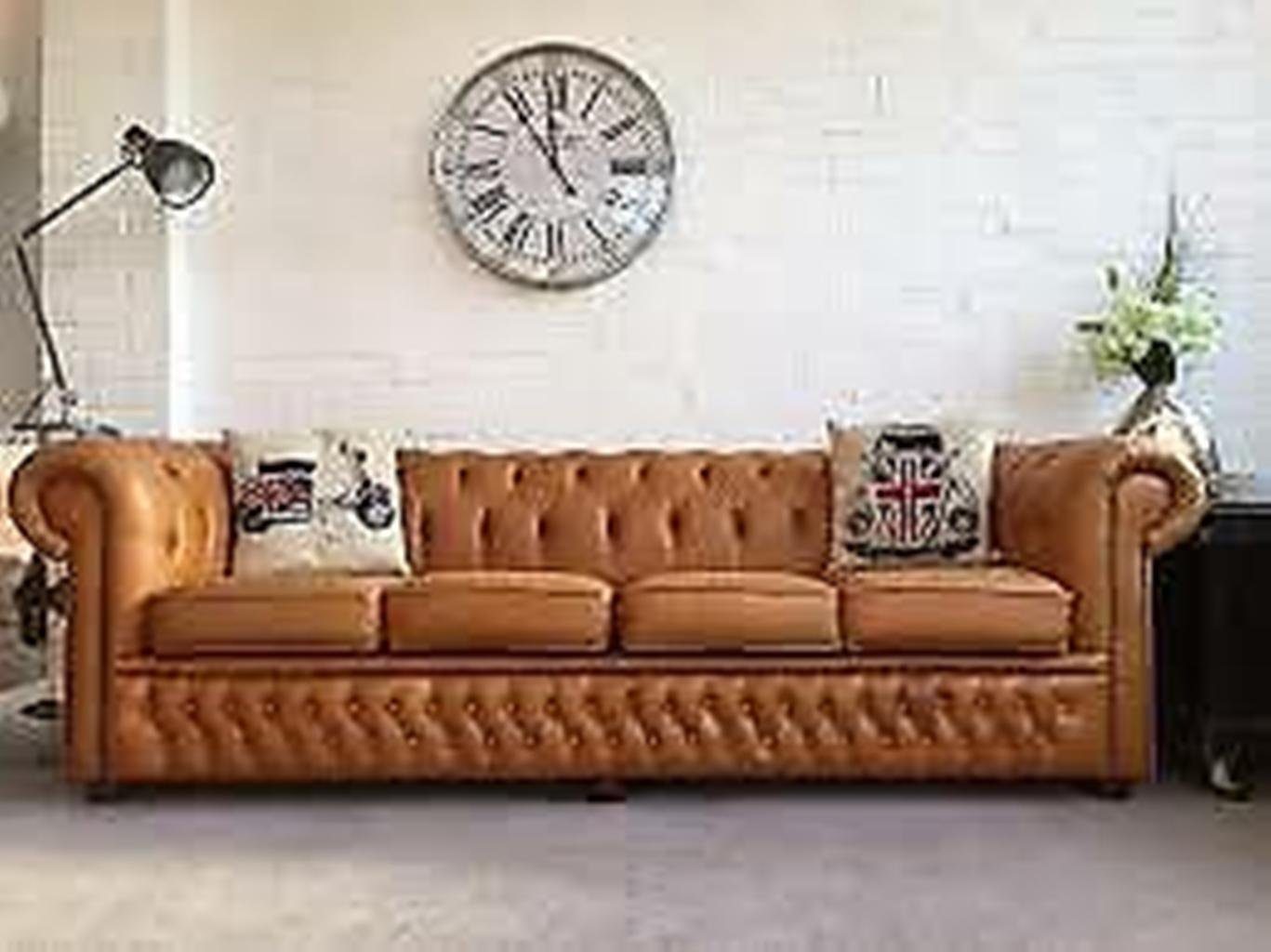 JVmoebel Chesterfield-Sofa XXL Big Sofa Couch Chesterfield 245cm Polster Sofas 4 Sitzer Leder, XXL Big Sofa Couch Chesterfield 245cm Polster Sofas 4 Sitzer Leder