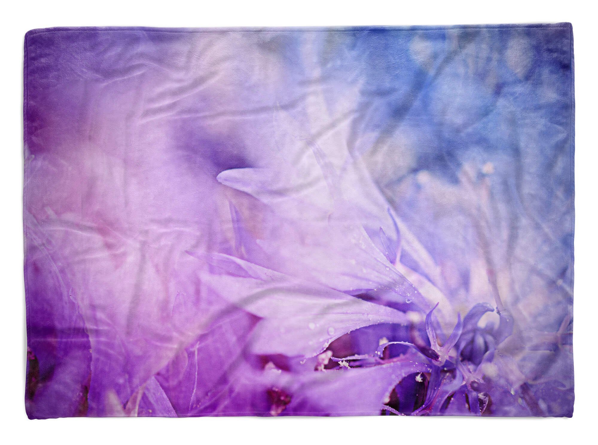 Sinus Art Handtücher Handtuch Strandhandtuch Saunatuch Kuscheldecke mit Fotomotiv Blüten Blau Fotoku, Baumwolle-Polyester-Mix (1-St), Handtuch