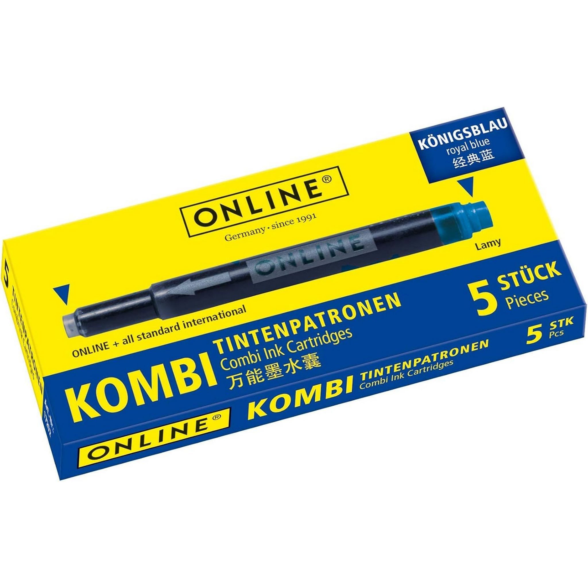 Online Pen ONLINE Kombipatrone Tintenpatrone 5 Stück königsblau Tintenpatrone