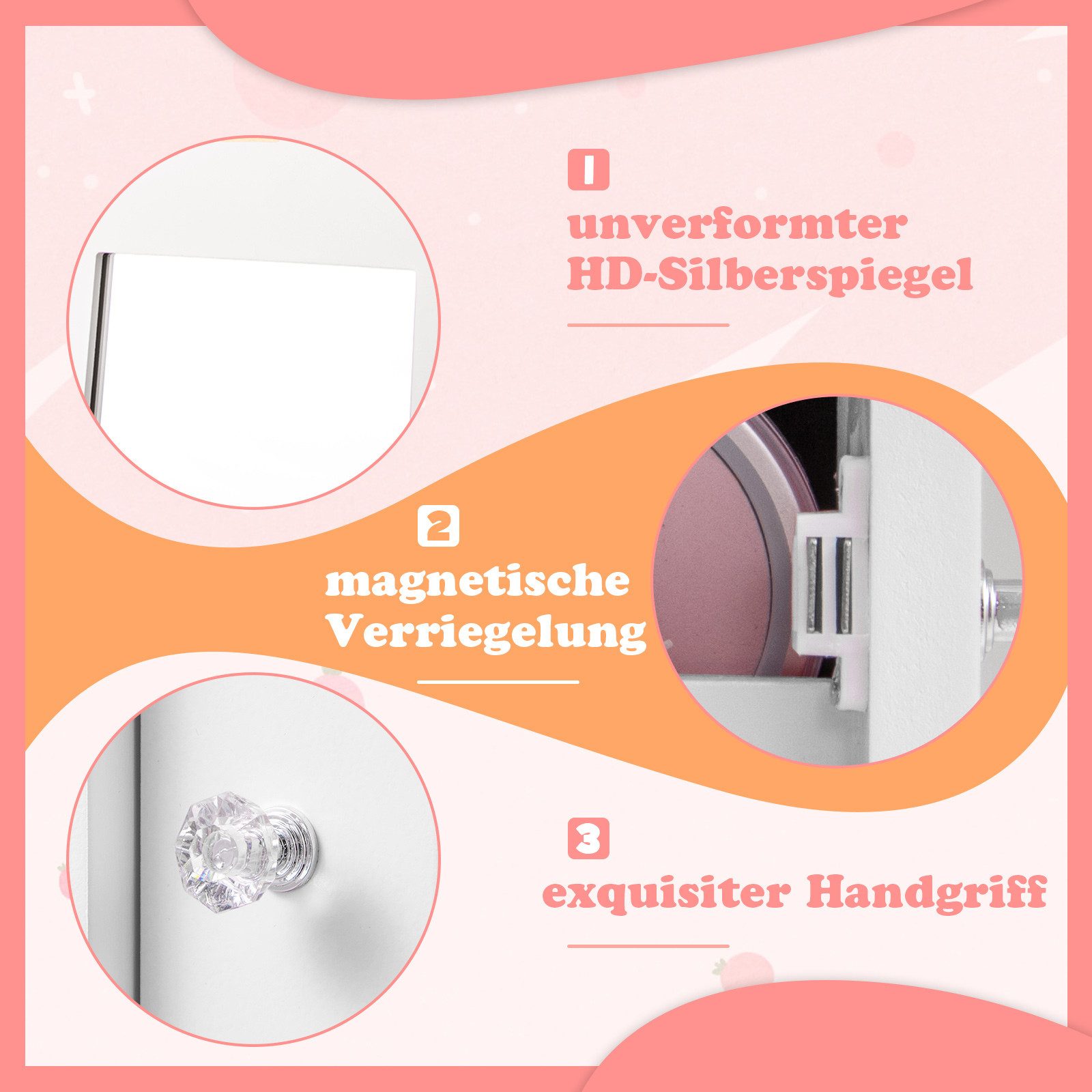 COSTWAY Schmuckschrank für Kinder mit Drehsockel, günstig online kaufen