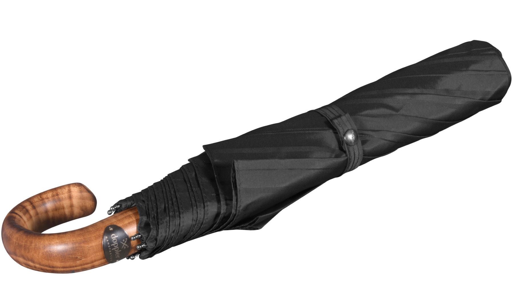 doppler MANUFAKTUR Taschenregenschirm großer Schirm mit Auf-Automatik und Echtholz-Griff, für Damen und Herren, handgefertigt, gestreift