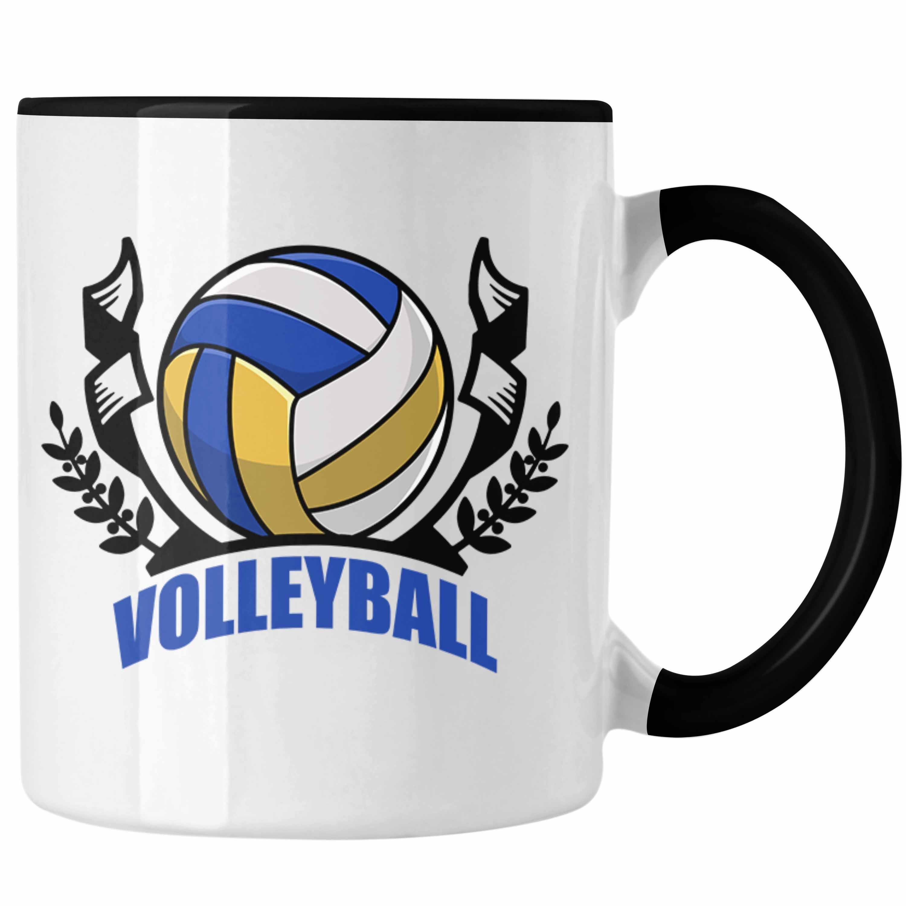 Trendation Tasse Volleyball-Tasse Geschenk für Volleyball-Spieler Geschenkidee Schwarz