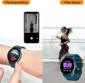 TEKMAGIC Schlafanalyse Smartwatch (1,28 Zoll, Android, iOS), Schrittzählermit Funktionen von Herzfrequenz, Blutdruck,Blutsauerstoff