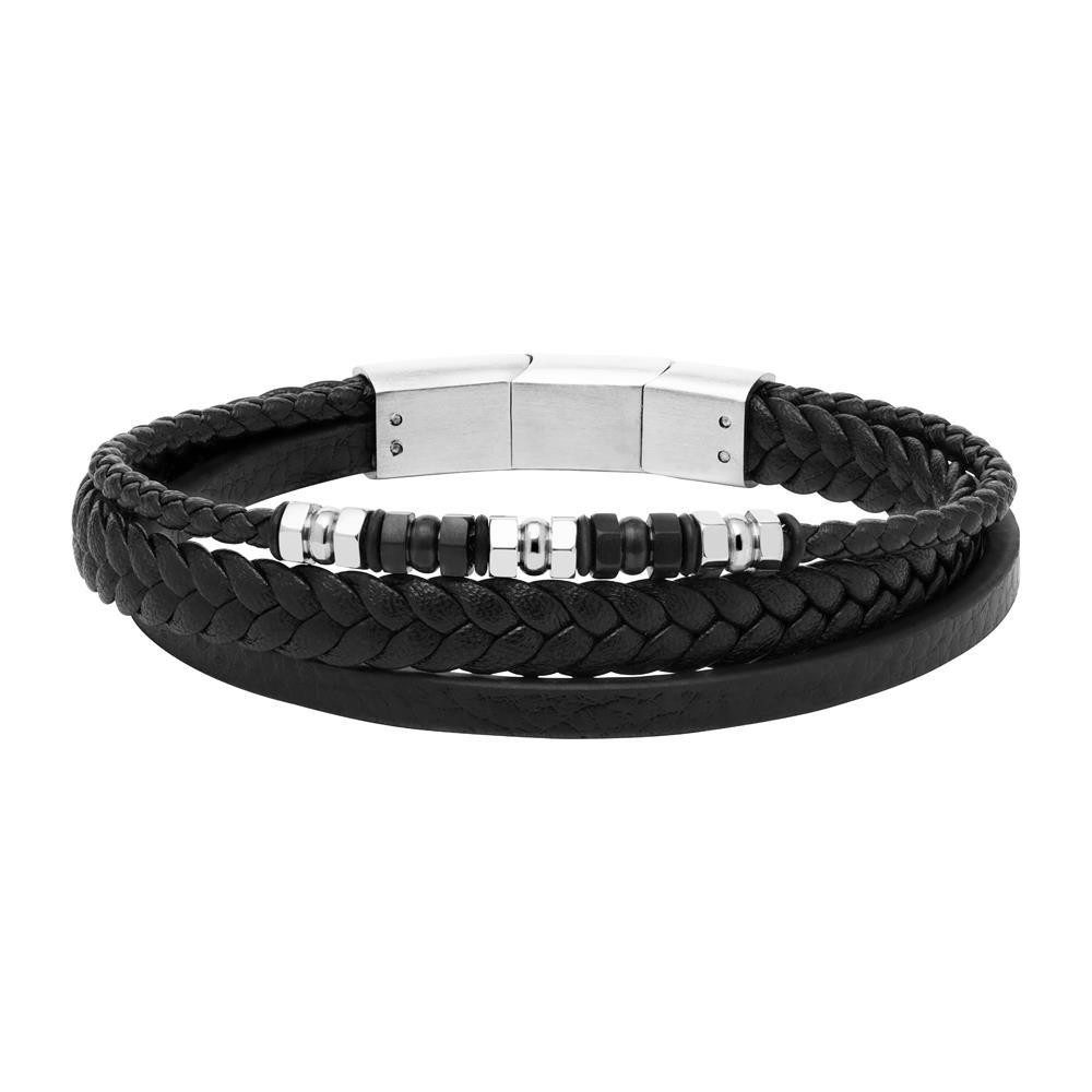 Unique Lederarmband Schwarzes Kunstlederarmband, mehrreihig von Unique