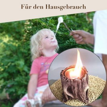 MAGICSHE Tischfeuer Dekokamine,Tragbare Tischfeuerschale,Edelstahl, Aussehen des Baumstumpfs