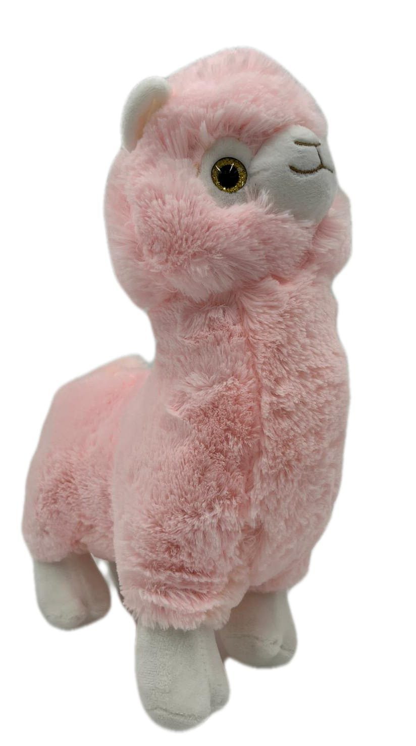 soma Kuscheltier Alpaka XXL 35cm groß Pink Rosa Pastell, Super weicher  Plüsch Stofftier Kuscheltier für Kinder zum spielen