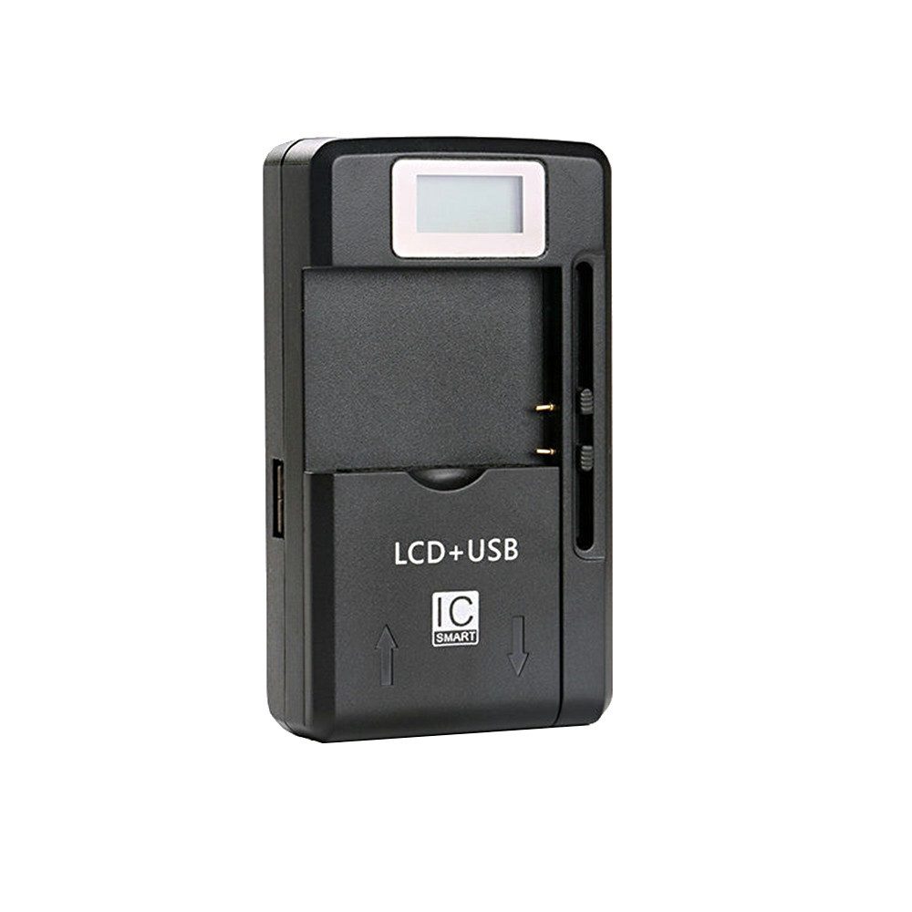 Trade-Shop Ladestation passend für alle Akkus mit einer Länge von 32mm bis 68mm Universal-Ladegerät (Akkus bis 6,8cm Länge, mit zusätzlichem USB-Anschluss)