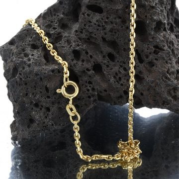 HOPLO Goldkette Ankerkette diamantiert Länge 45cm - Breite 1,8mm - 585-14 Karat Gold, Made in Germany