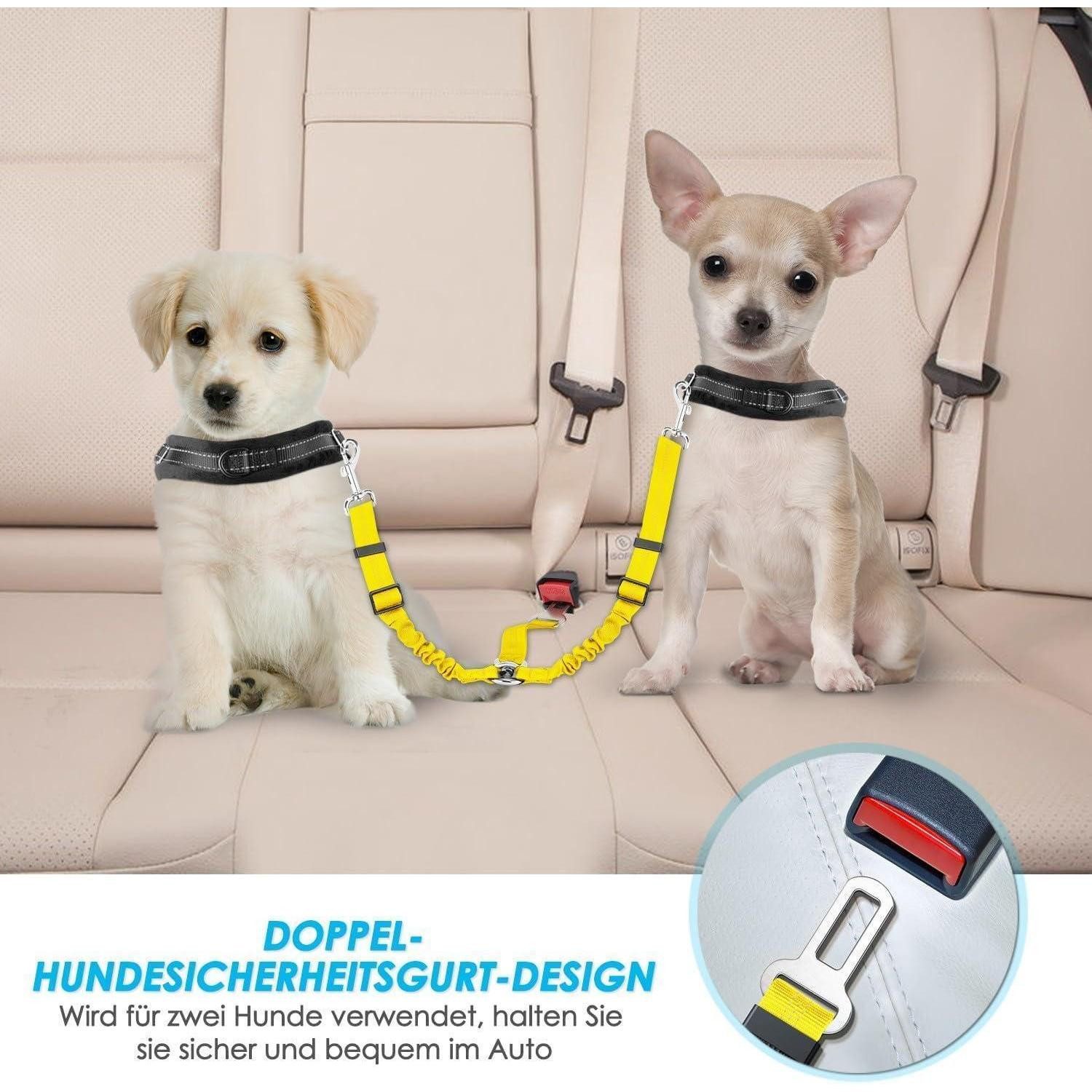 LuxusKollektion Autohundegeschirr Anschnallgurt Hund Auto Sicherheitsgurt Reisen 2 Klein in 1 Gelb