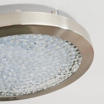 hofstein Deckenleuchte »Pietramala« Deckenlampe, Metall/Glas, Nickel-matt/Weiß/Klar, 4000 Kelvin, runde Leuchte, Ø28cm, 1500 Lumen, LED 11, Kristall-Optik