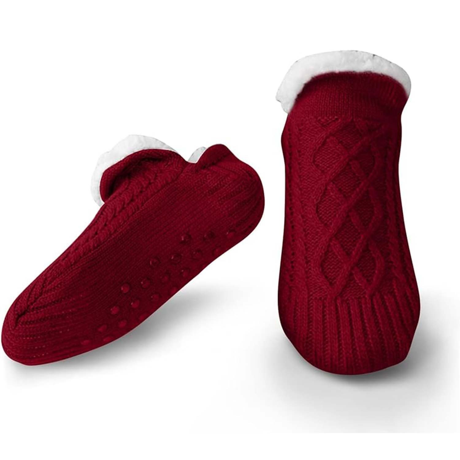 Bett Rutschfest Freizeitsocken Hausschuh Flauschige Rot Wärmehaltesocken Fuzzy Daisred