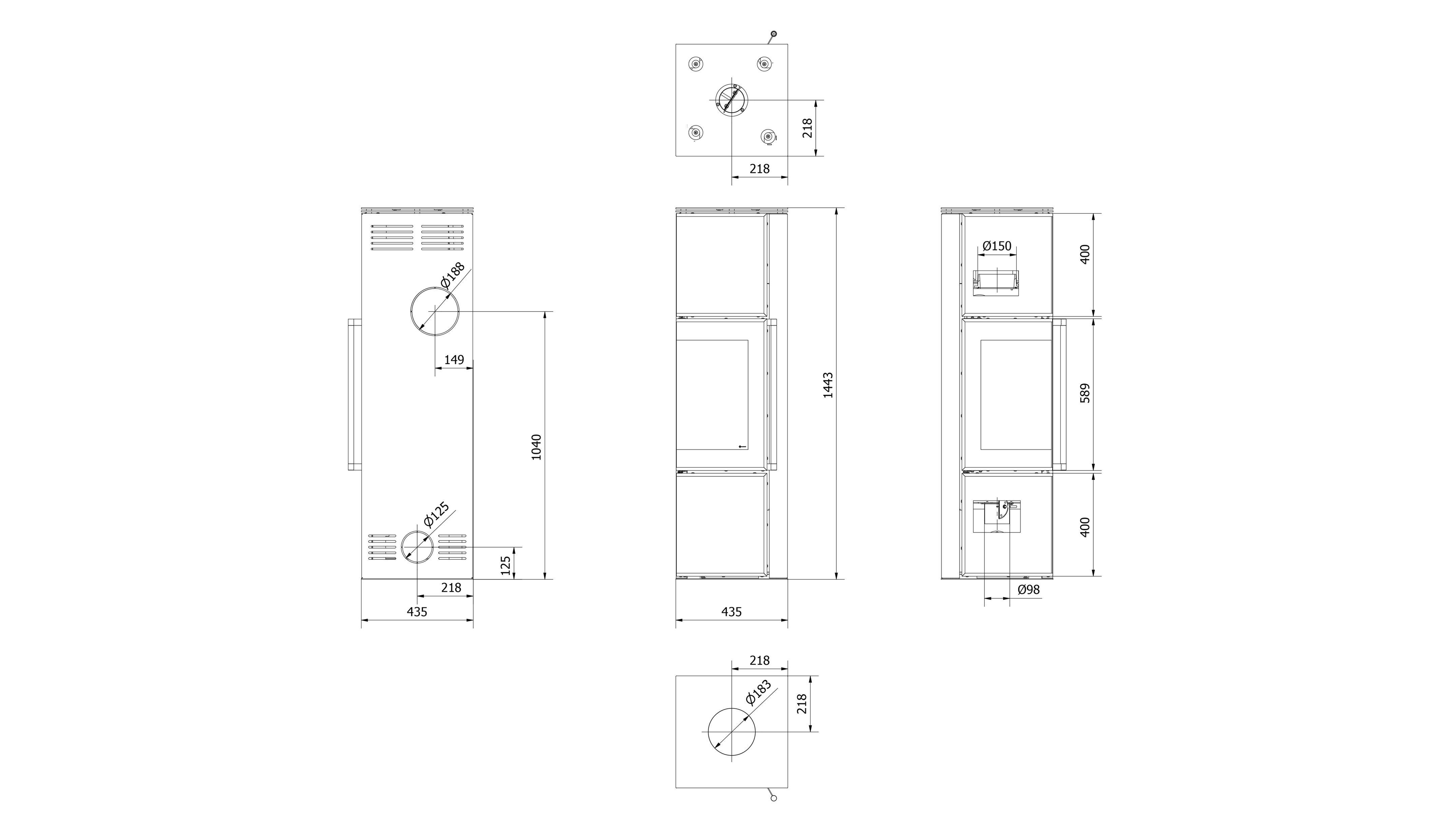 KW KAMINOFEN TORA/L kW ASSOLUTO, Kaminofen AUS QUARZSINTER Kratki NERO 8 150 STAHL Ø 8,00