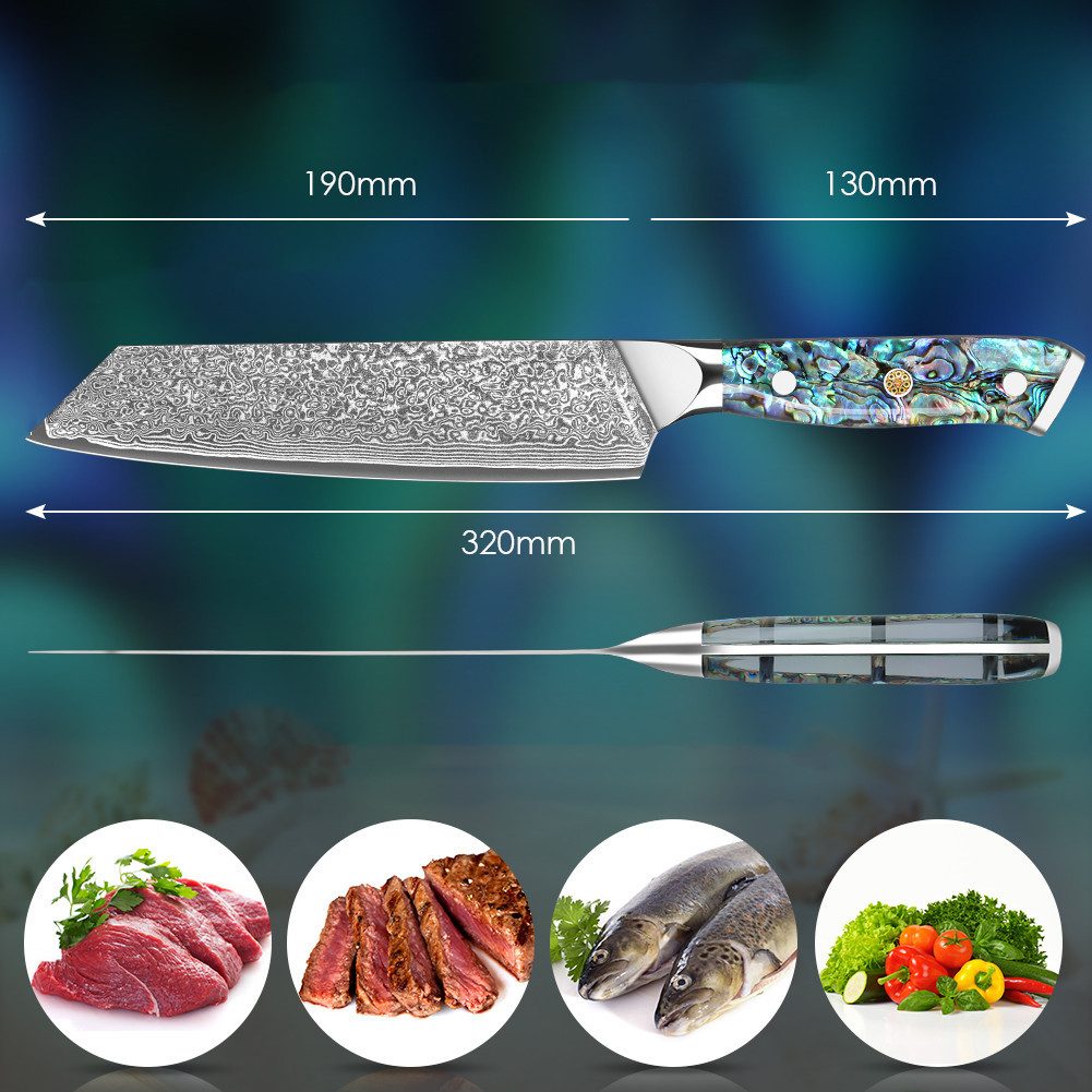 KingLux Damastmesser Damast Kiritsuke Küchenmesser aus 67 Lagen VG-10 Damaststahl