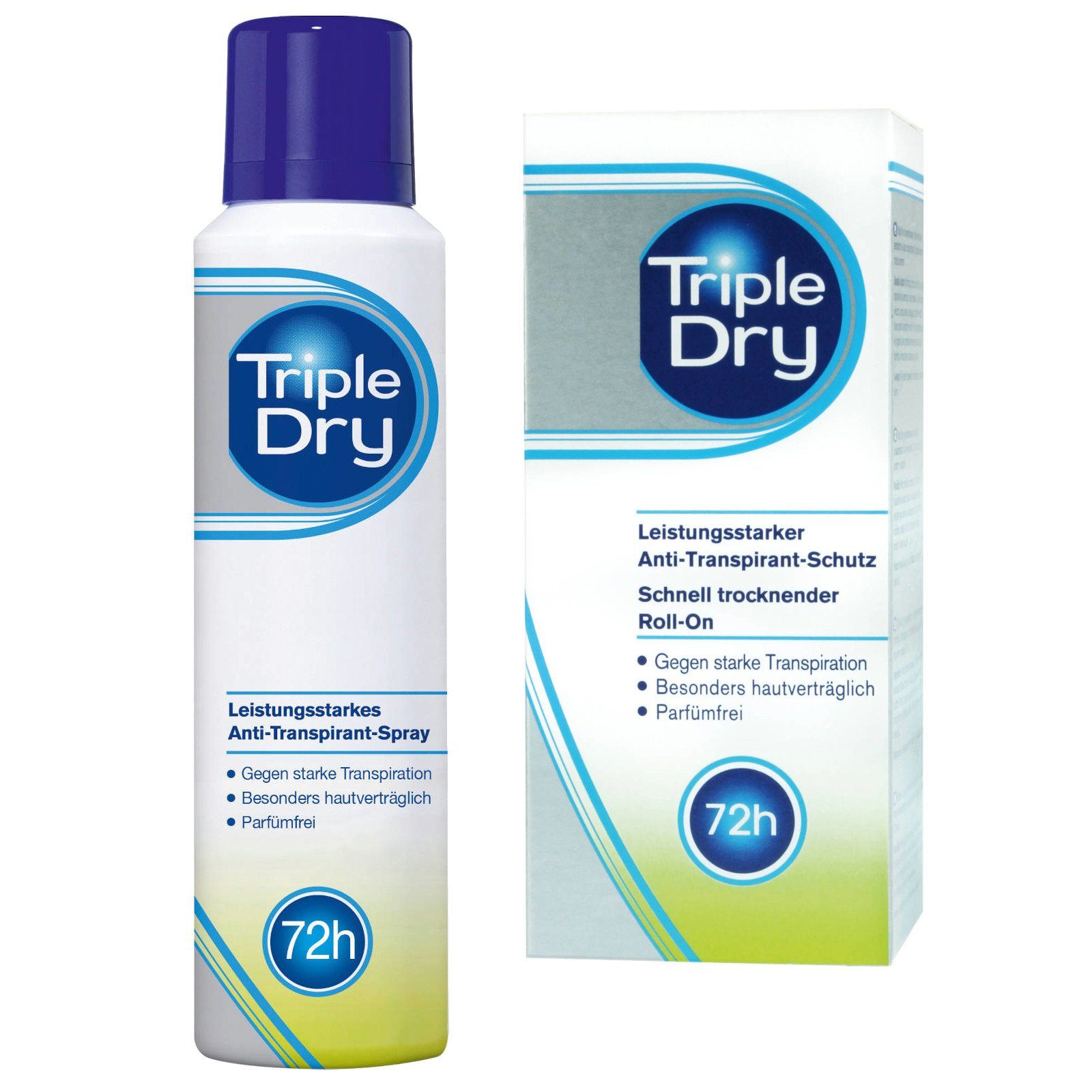Triple Dry Deo-Set Triple Dry Anti-Transpirant-Spray 150 ml + Triple Dry Anti-Transpirant, Set, 72 Stunden sicherer Deo-Schutz