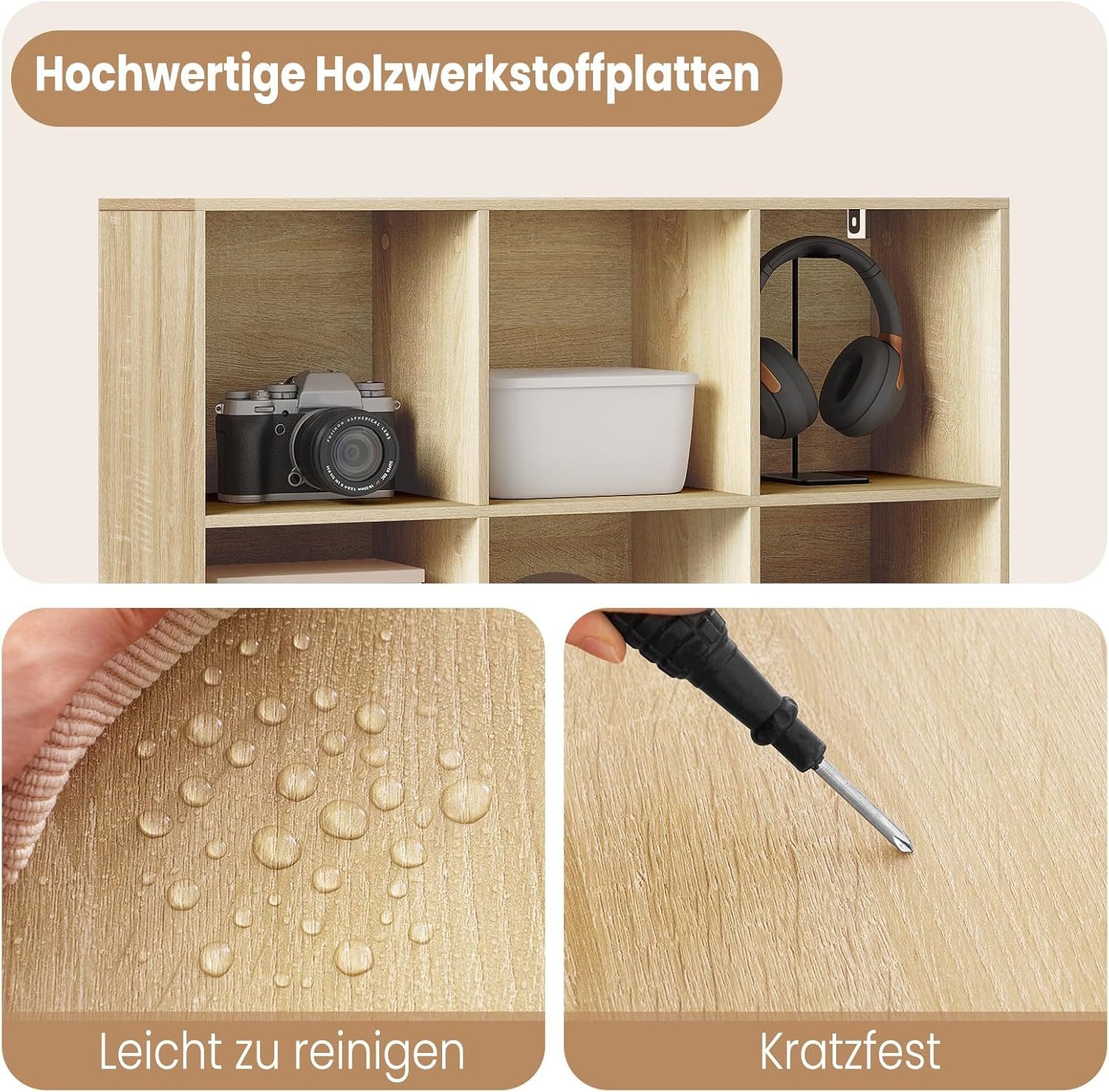 Woltu Bücherregal, Raumteiler, mit 9 Fächern, Würfelregal, Bücherschrank offen, Büroregal