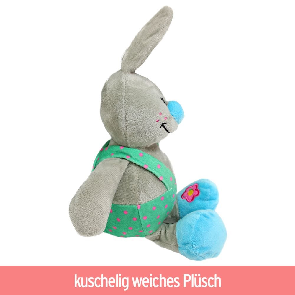 Rasehorn Kuscheltier Kuscheltier Hase grau mit Kleidung und bunter Nase - ca. 30 cm (1-St)