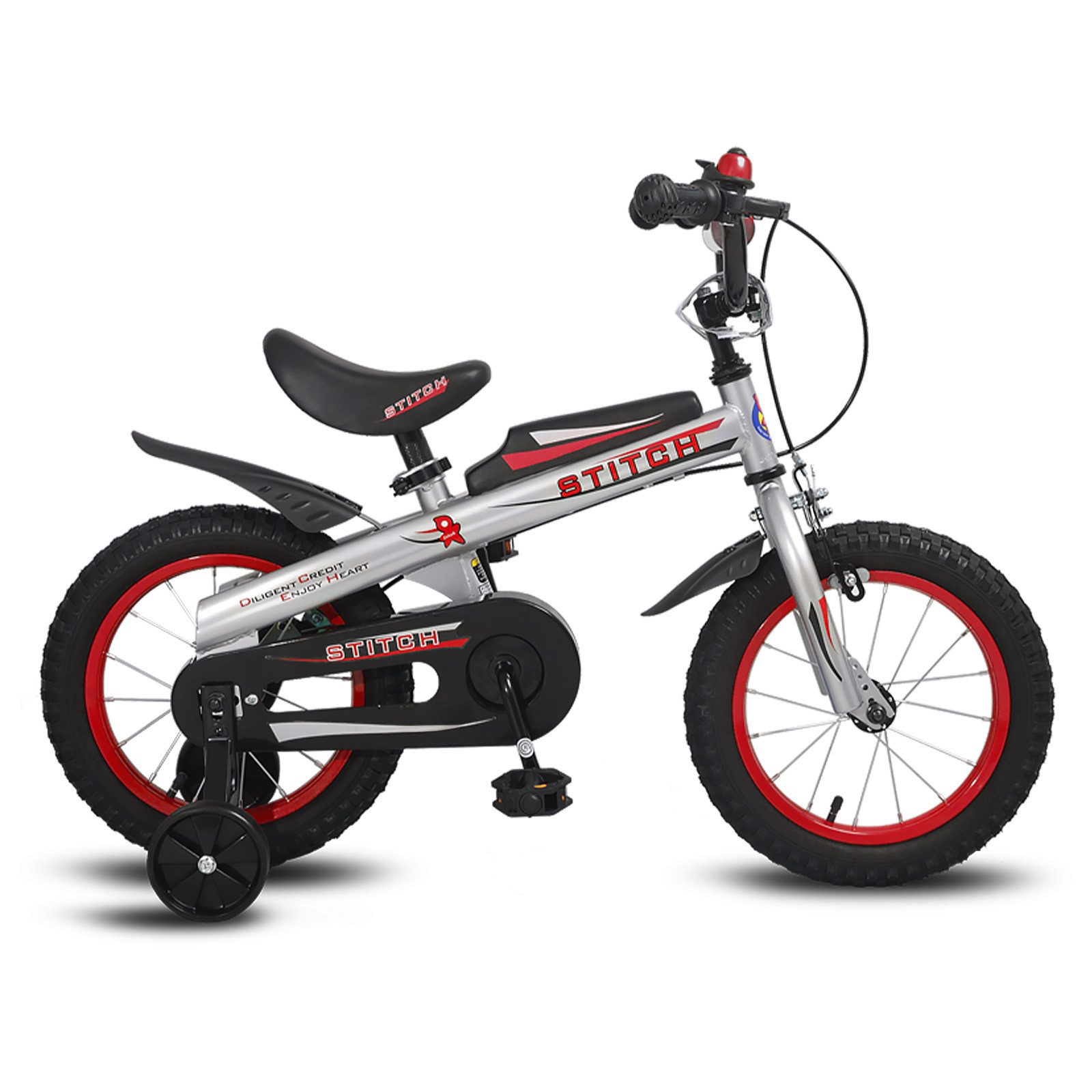 JOYSTAR Kinderfahrrad Chevalier 12/14/16 Zoll Kinderfahrrad für Jungen ab 3-7 Jahre, mit Stützrädern, Handbremse, Kotflügel,Gekapselte Kettenabdeckung