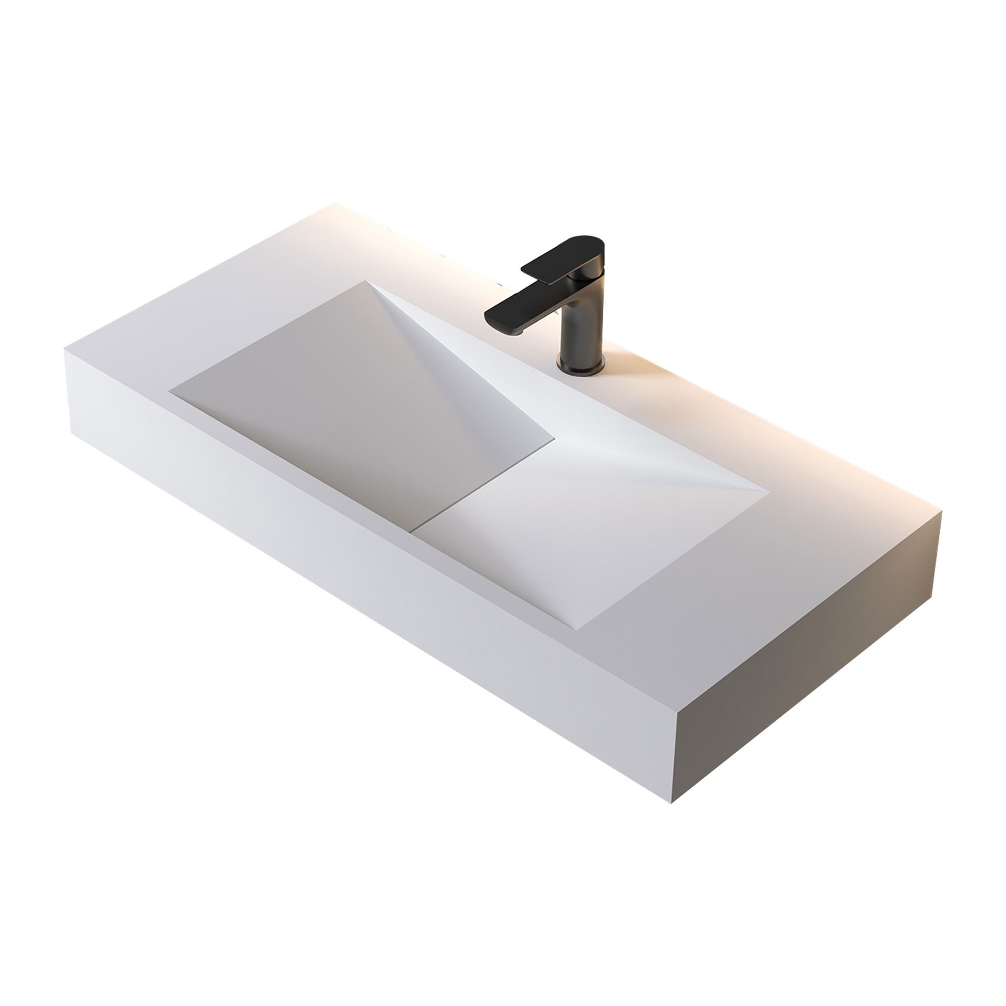 Bernstein Waschbecken PB2049, aus Mineralguss - 90 x 45 x 12 cm - Weiß matt günstig online kaufen