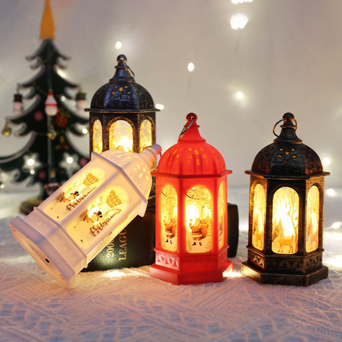 Weihnachts-Öl-Lampen Christbaumschmuck Stück leuchtende (4-tlg) Weihnachtsdekoration, 4 DAYUT