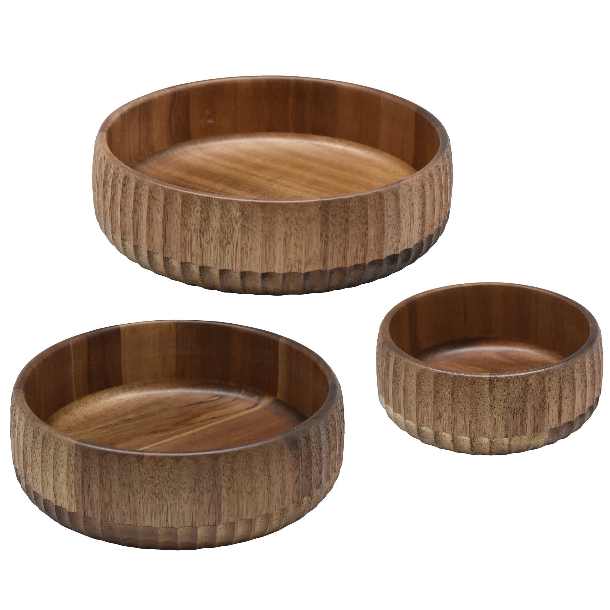 Zoha Servierschale Stripe Schüssel - Handgefertigte Akazienholz Schale für Dips, Snacks, (3-tlg), Handgefertigtes Akazienholz