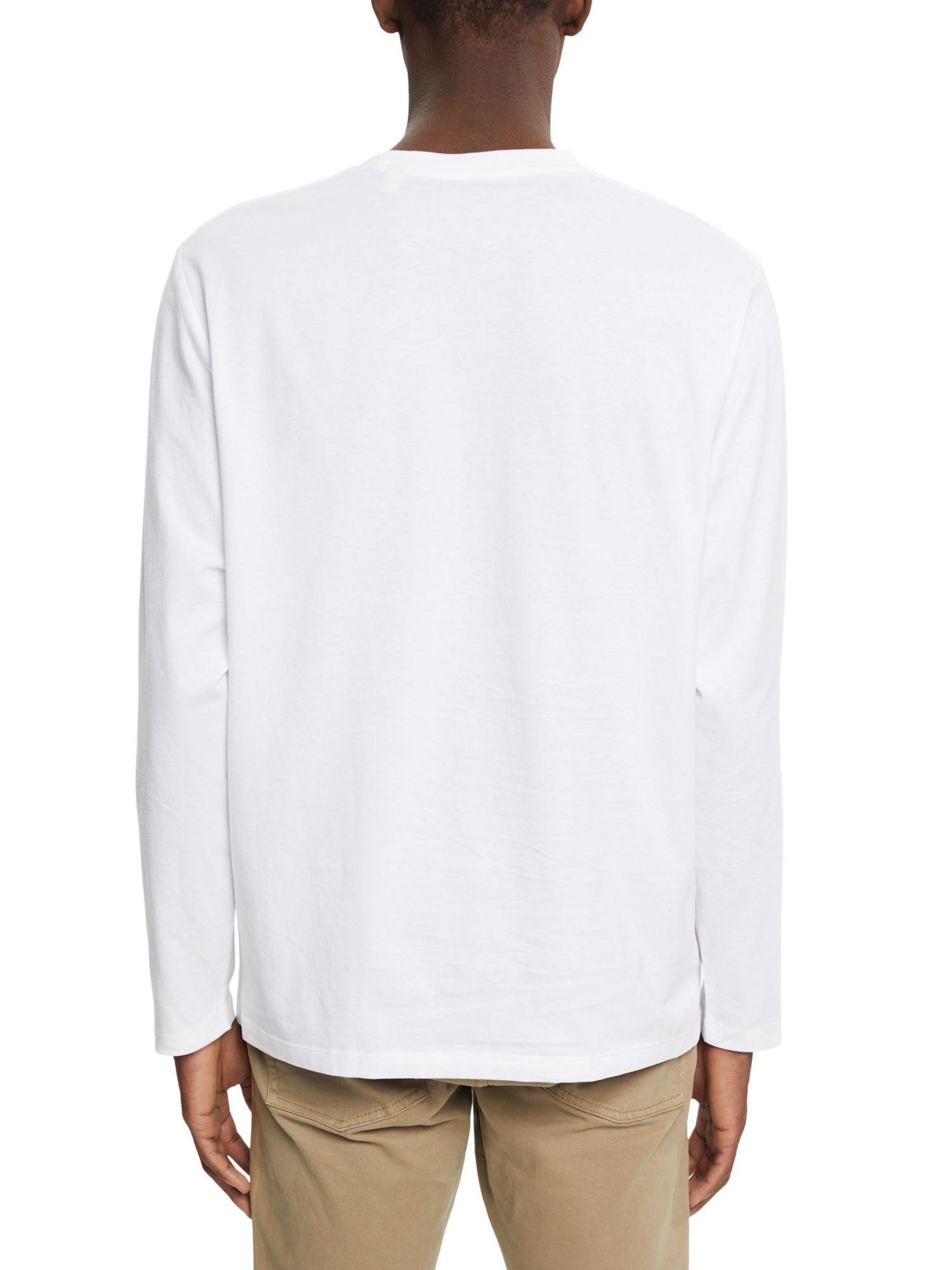 by auf der mit Langarmshirt edc WHITE Brust Jersey-Longsleeve Print Esprit (1-tlg)