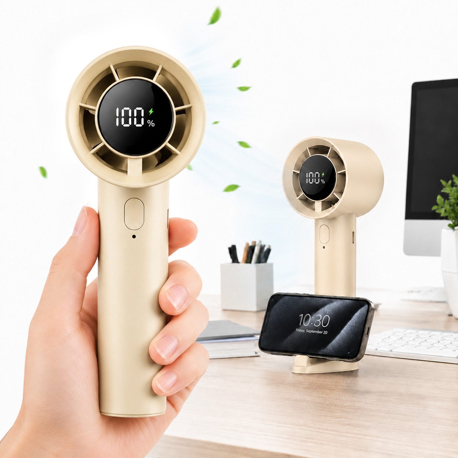 MOPUEA Handventilator Tragbarer Mini Ventilator, 100 Geschwindigkeitsstufen, USB-C, für Outdoor, Reisen und Büro