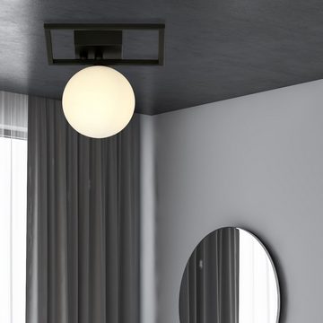 Licht-Erlebnisse Deckenleuchte EINAR, ohne Leuchtmittel, Glas Metall Schwarz Weiß E14 Kugel Schirm Modern