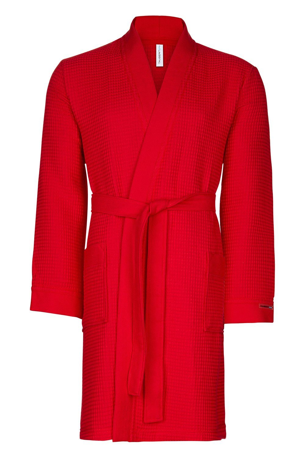 Taubert Bademantel Spa Thalasso, Baumwolle, zwei Taschen, Bindegürtel, mit Bindegürtel, Short Kimono für Herren, kurzer Wellnessmantel, 100 cm, Pique
