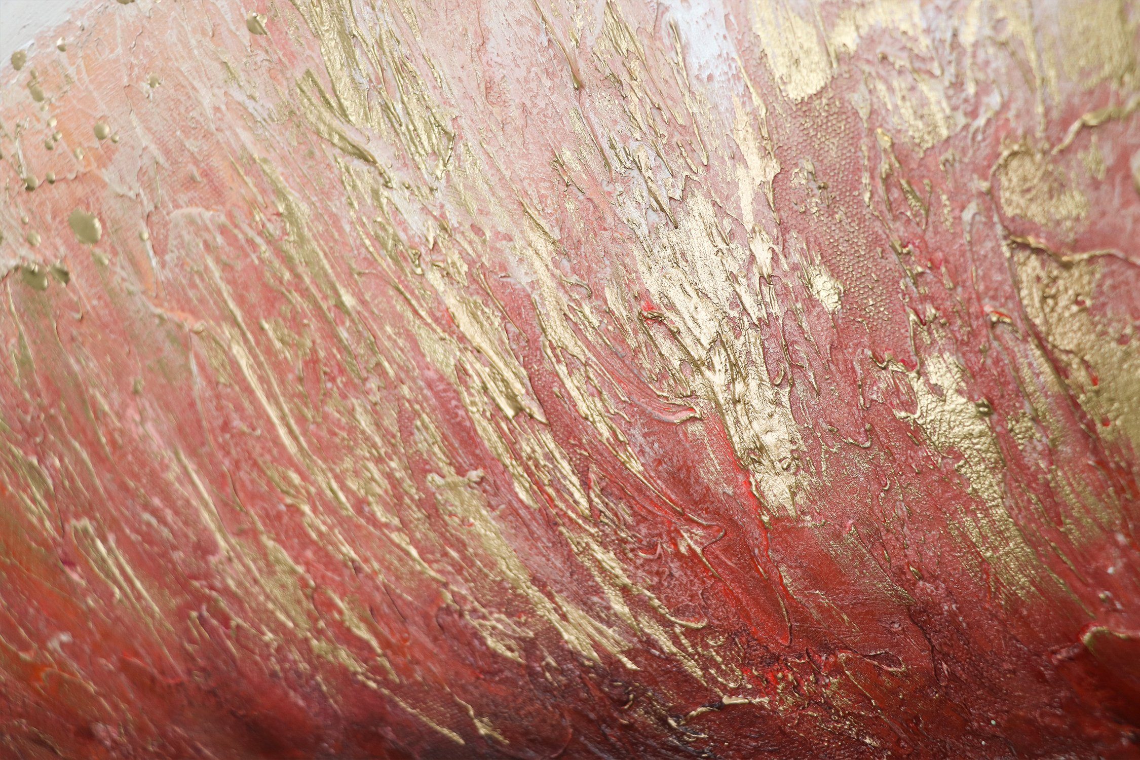 Rot Grau Abstraktion, Rosa YS-Art Kuss Kussmund, Liebe Gemälde Mund Gold