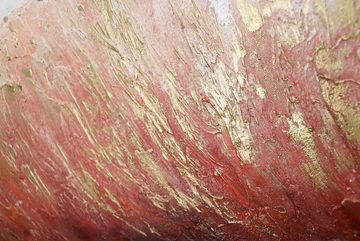 YS-Art Gemälde Kussmund, Abstraktion, Mund Kuss Rosa Rot Gold Liebe Grau