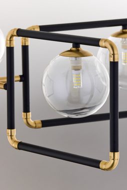 Licht-Erlebnisse Deckenleuchte MALDAS, ohne Leuchtmittel, Glas Metall G9 in Schwarz Gold 4-flammig Kugel Schirm Modern